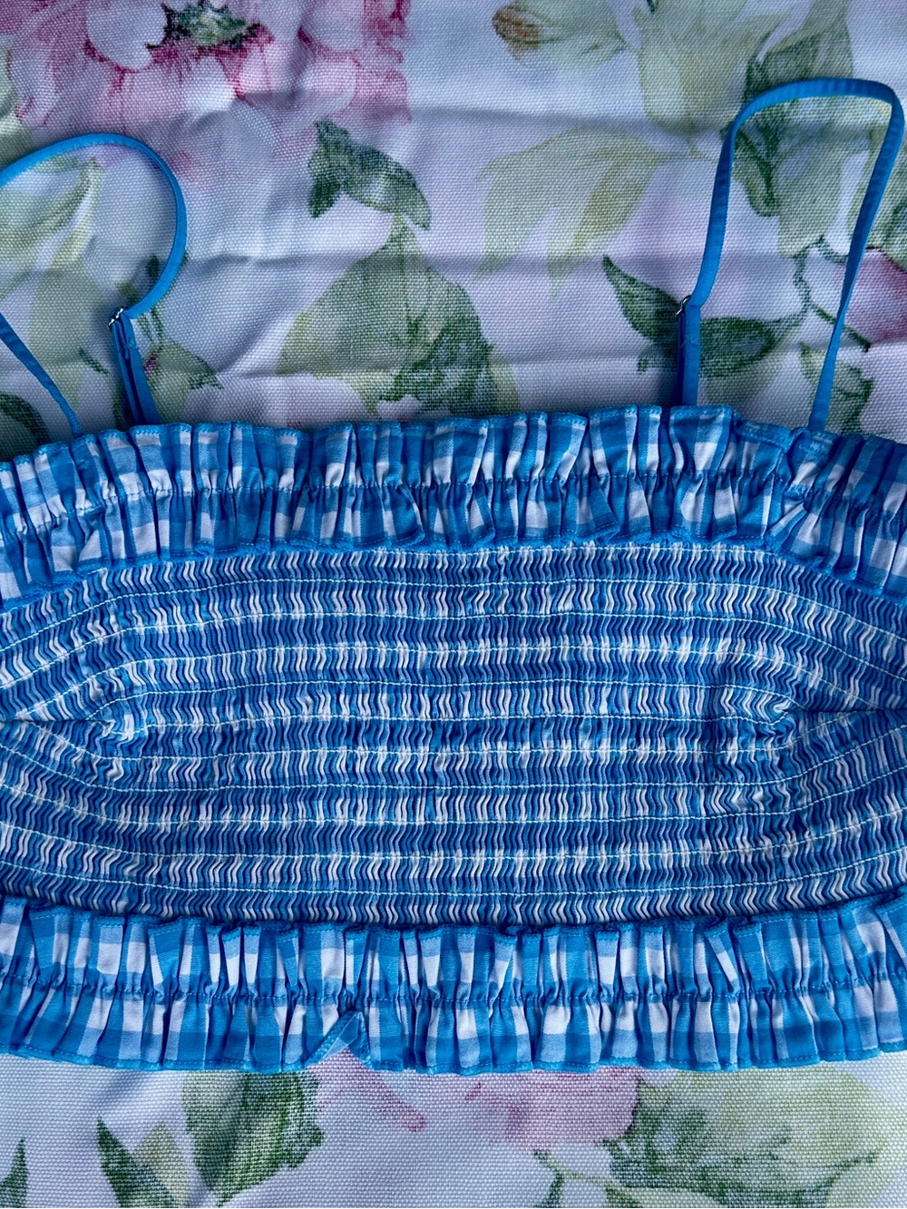 #122 Kids Colsie Bright Blue Smocked  Top with Thin Straps/ or swim top, size s